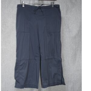 Be Present Cropped Utility Pants Dark Blue Drawstring Elastic Waist Medium